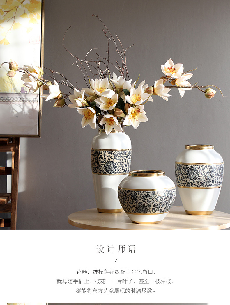 New Chinese style furnishing articles ceramic vase Nordic creative contracted sitting room small flower arranging fresh ground decoration household act the role ofing is tasted