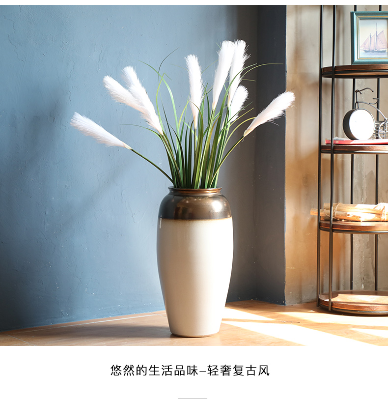 Jingdezhen ceramic vase landed stateroom dried flower vase light key-2 luxury furnishing articles Nordic white I and contracted decoration