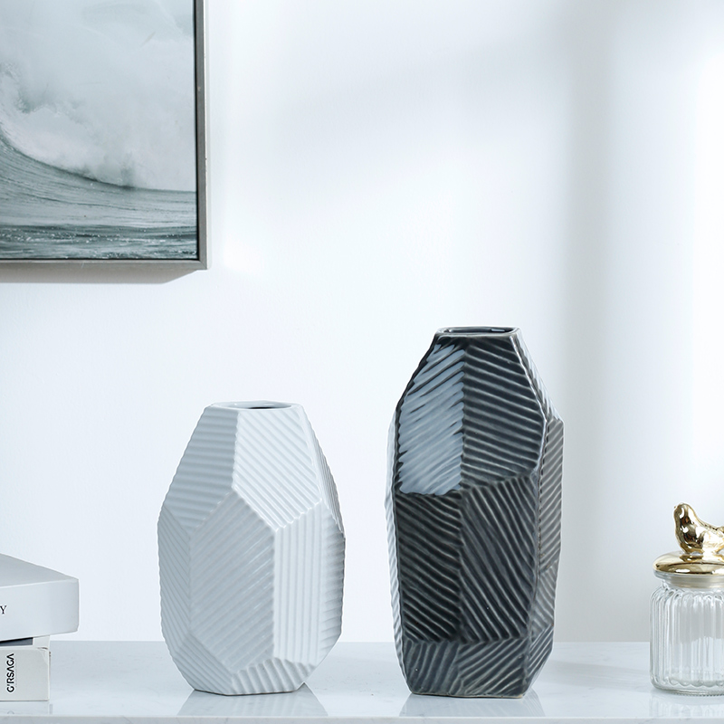 Nordic geometric ceramic vase furnishing articles sitting room light dry flower flower vase decoration decoration ideas of modern key-2 luxury hydroponics