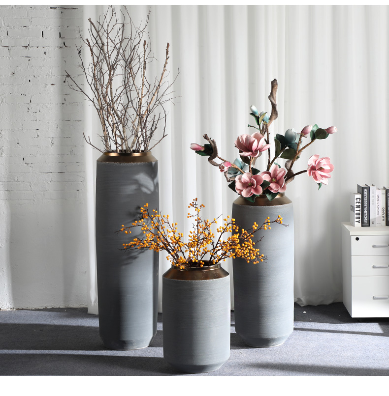 Large vases, jingdezhen ceramic light villa key-2 luxury cement ash flower arranging I and contracted furnishing articles