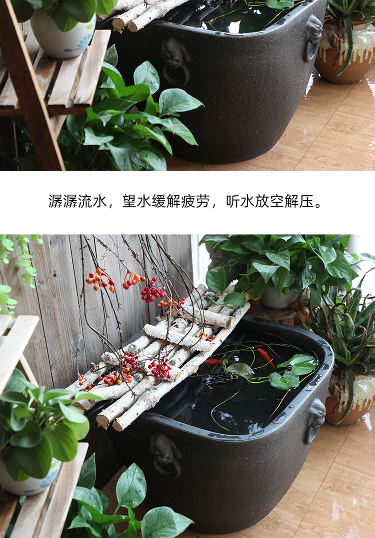 Thick some ceramic porcelain basin of aquarium water lily lotus large bowl lotus basin cylinder tortoise tank water landscape decoration furnishing articles