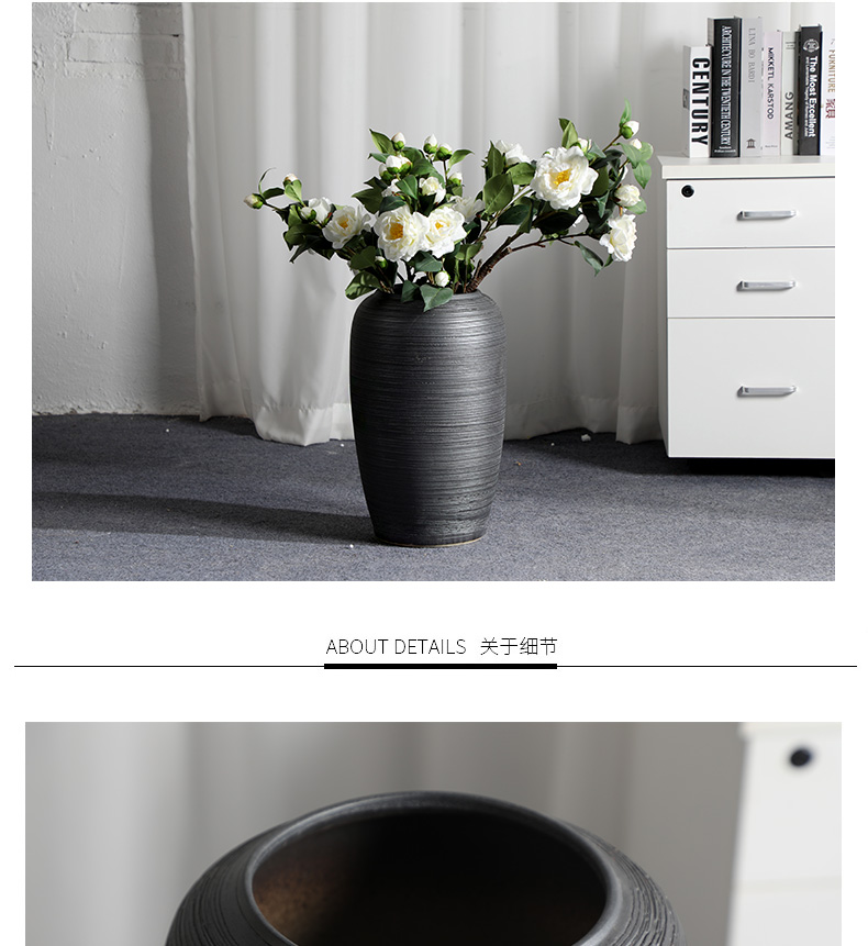 Jingdezhen ceramic vase landing Nordic I and contracted, dried flowers, flower arrangement sitting room adornment is placed to restore ancient ways pottery basin