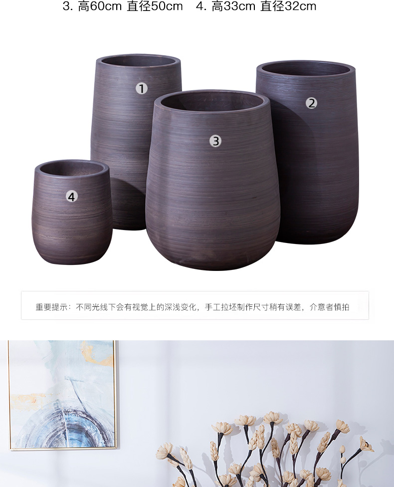 Green, the plants of large diameter pottery flowerpot restoring ancient ways is I and contracted ceramic vases, indoor plant decoration cylinder water jugs