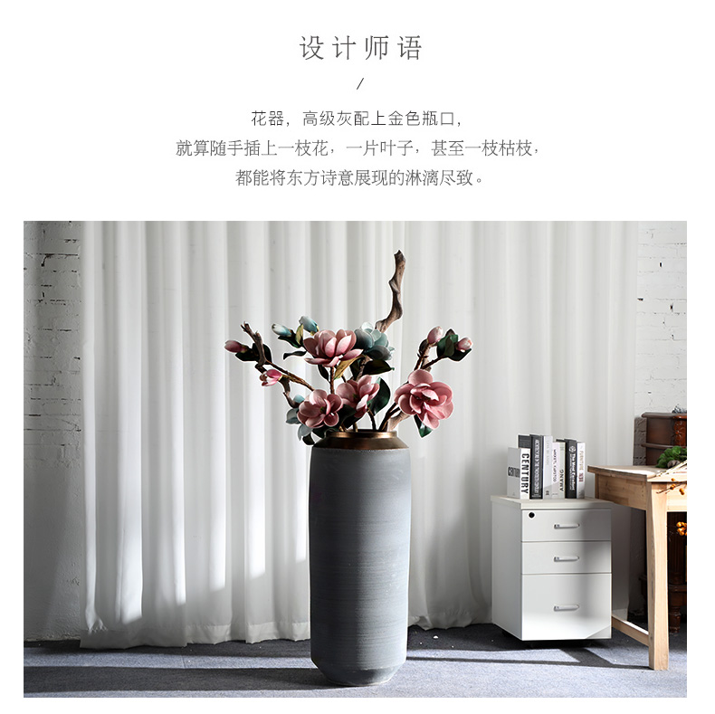 Large vases, jingdezhen ceramic light villa key-2 luxury cement ash flower arranging I and contracted furnishing articles