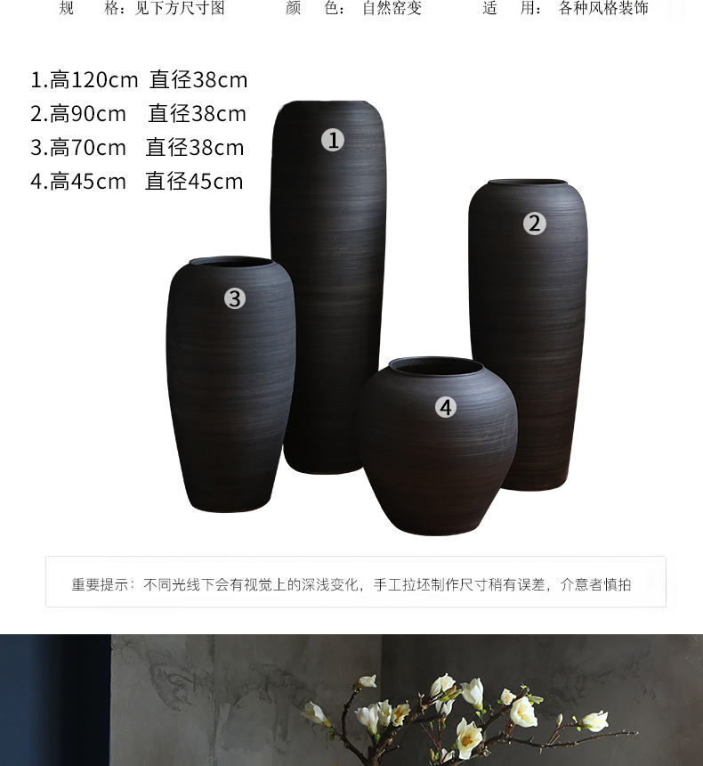 Chinese style restoring ancient ways of large vases, ceramic furnishing articles pottery sitting room hotel decoration flower arranging dried flowers thick ceramic bottle