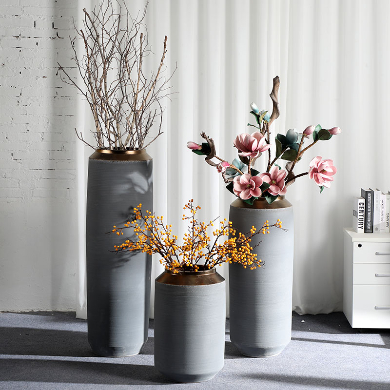 Large vases, jingdezhen ceramic light villa key-2 luxury cement ash flower arranging I and contracted furnishing articles