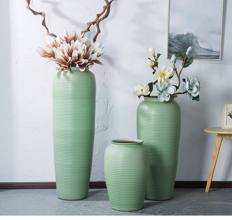 Jingdezhen I and contracted ceramic vase landing big sitting room dry flower arranging flowers is placed on the Nordic and fresh your up green