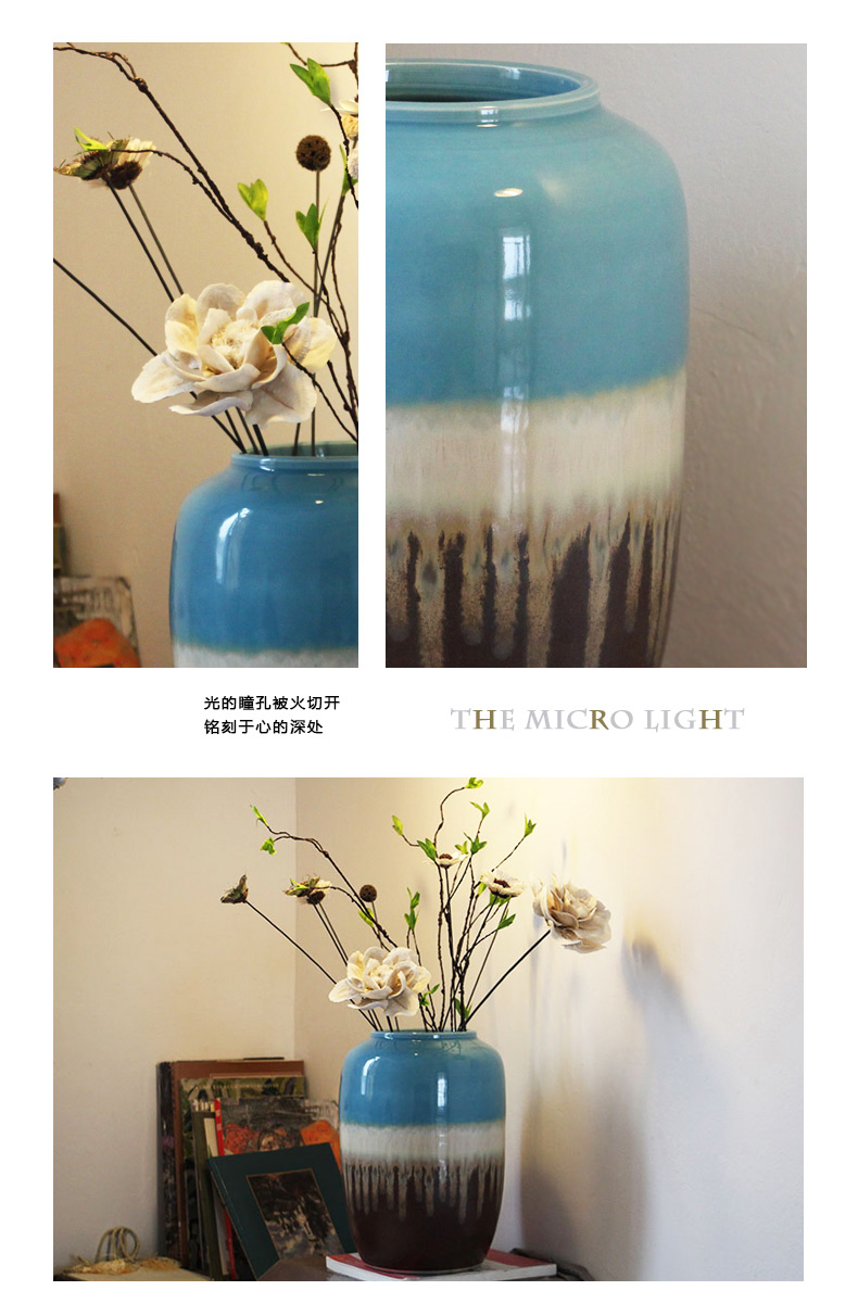 Modern Chinese style European Mediterranean style ceramic color glaze floor vases, home furnishing articles sitting room adornment