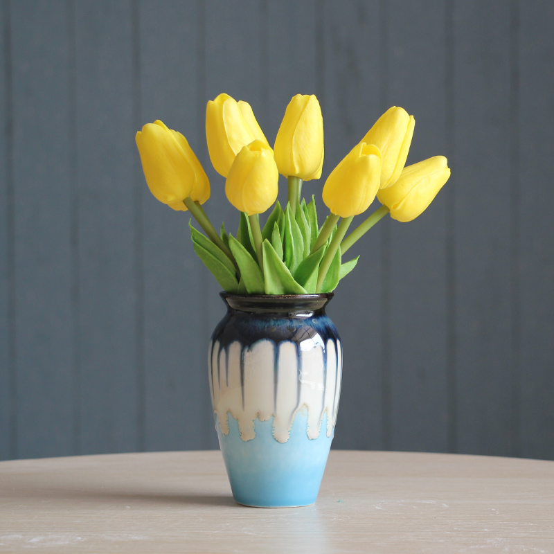 Jingdezhen ceramic creative flow porcelain glaze small vase household adornment hydroponic flowers inserted grass cooper