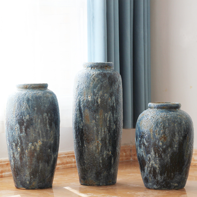 Color glaze up ceramic floor vase vase modern European - style villa hotel sitting room place large vases, flower arrangement