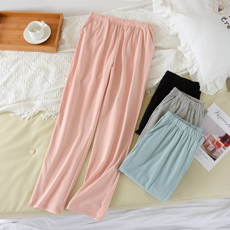 Comfort Pure Cotton Sleeping Pants Lady Spring Autumn Minimalist Casual Home Long Pants Pure Color Full Cotton Home Pants Loose can be worn outside