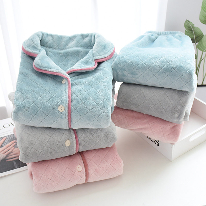 Fall and Winter Coral Velvet Pajamas Mom Winter Day Sweet Lovely Home Clothes Lax Sweater Two-piece sets