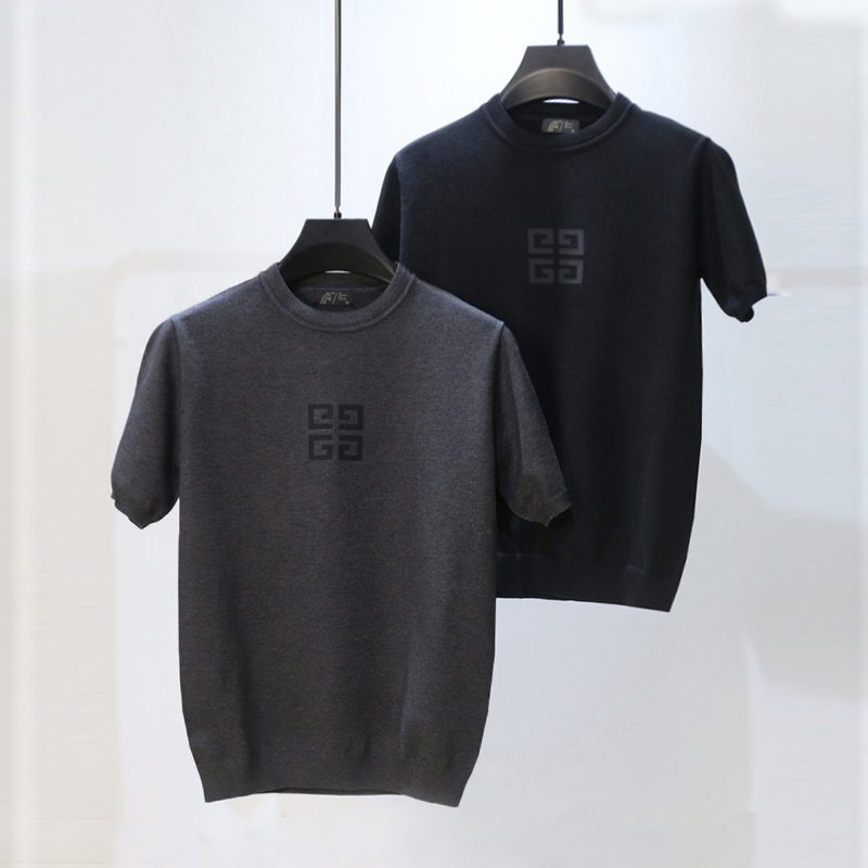 【Cui Shi】Light Luxury Stylish Short-Sleeve Autumn and Winter Men's Knitwear Trendy Slim-Fit Sweater Half-Sleeve Base Sweater