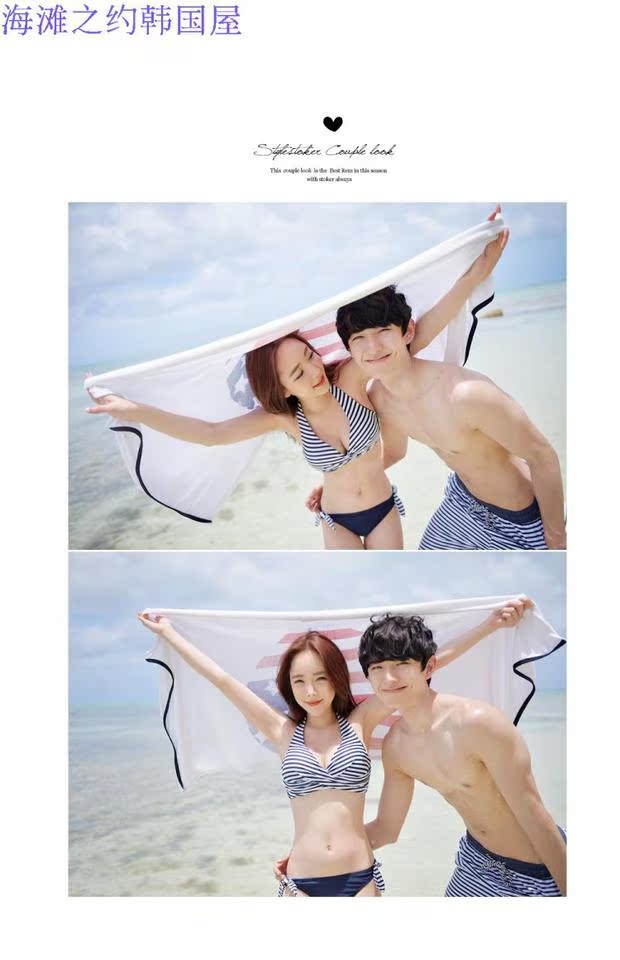 Spot Hàn Quốc Nhập khẩu Đồ bơi Cặp đôi Đồ bơi bikini Cup Cuper Đồ bơi nữ + Quần đi biển nam 1957 - Vài đồ bơi 	đồ đi biển đôi nữ