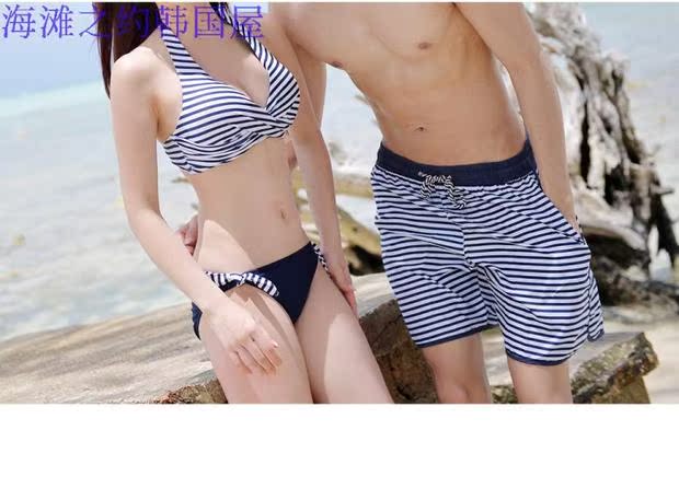 Spot Hàn Quốc Nhập khẩu Đồ bơi Cặp đôi Đồ bơi bikini Cup Cuper Đồ bơi nữ + Quần đi biển nam 1957 - Vài đồ bơi 	đồ đi biển đôi nữ
