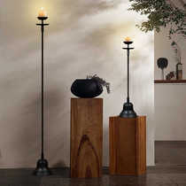 Retro wabi-sabi style candlestick floor-standing lamp holder Zen B&B old-fashioned candle stand medieval iron art Chinese style ornament lamp