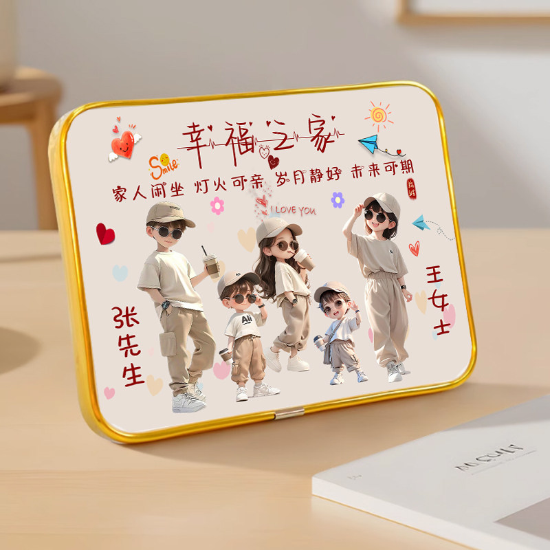 Семья из четырех человек, украшения для дома, винный шкаф, гостиная, шкаф для телевизора, веранда, безопасная и счастливая комната, фоторамка, настольная картина