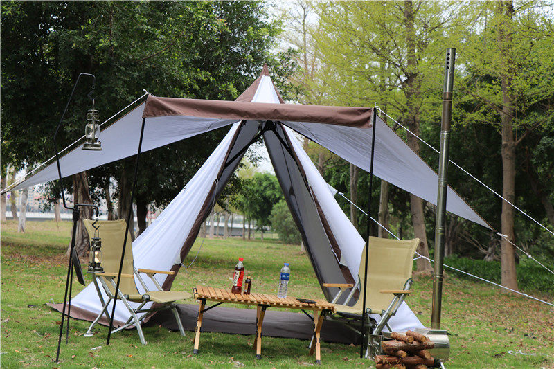 Sweater Coe camping Indian Pyramid without mid-column semi-automatic tent shading sun protection double rain-proof steeple tent