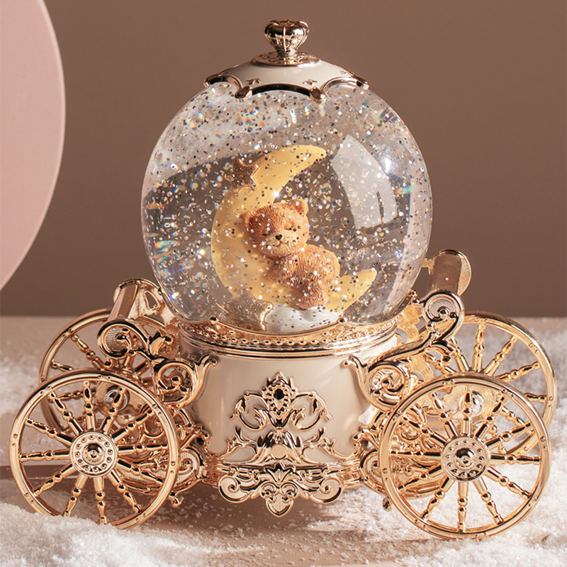 Music box Water crystal ball rotating Trojan horse octasonic box Snow Flower Girl Heart send bestie Christmas gift birthday present