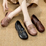 Туфли для матери, обувь для кожаной обуви, комфортные лоферы, для среднего возраста, из натуральной кожи, мягкая подошва