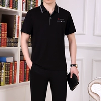 Thể thao phù hợp với nam giới mùa hè thể thao phù hợp với mùa hè ngắn tay quần short hai mảnh người đàn ông của cha thường thể thao bộ áo thể thao nam