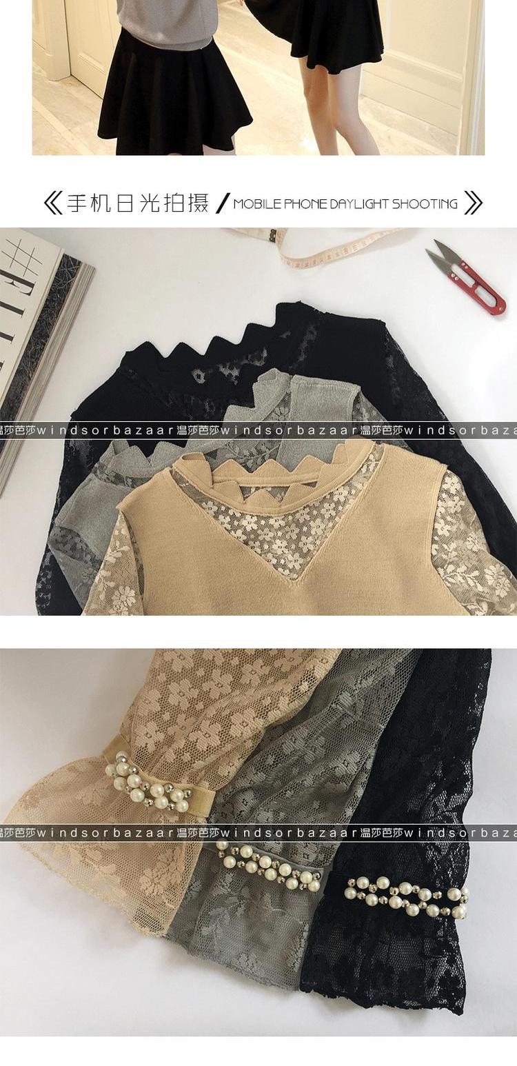 Áo voan nữ trên quần áo xuân hè dài tay 2019 mới ren ngắn đoạn lỏng lẻo phiên bản Hàn Quốc giả hai mảnh mẫu áo voan cộc tay đẹp