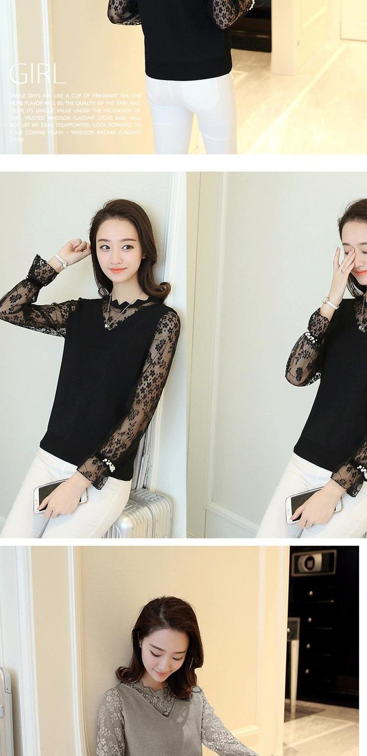 Áo voan nữ trên quần áo xuân hè dài tay 2019 mới ren ngắn đoạn lỏng lẻo phiên bản Hàn Quốc giả hai mảnh mẫu áo voan cộc tay đẹp