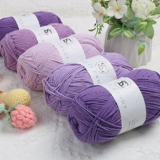 4 нити молочного хлопка, фиолетовая шерстяная нить, виноградно-фиолетовая, светло-фиолетовая, ручная вязка, четыре нити, гребенная вата, вязаный букет.