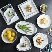  Creative Western food plate steak plate fish plate dish plate household soup plate restaurant restaurant pure white square ceramic plate