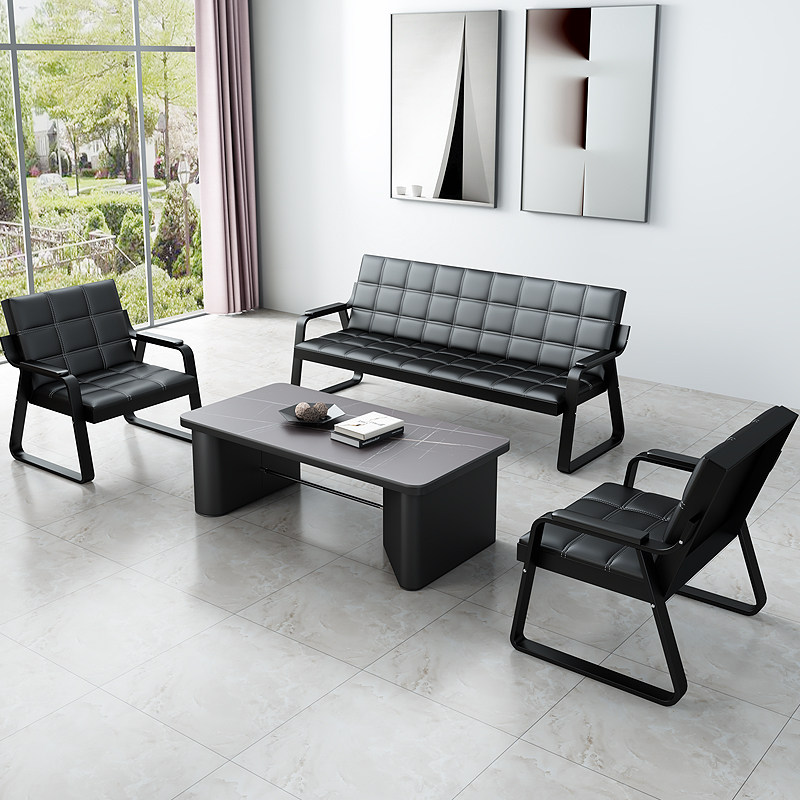 Office sofa coffee table combination modern minimalist rental house iron industrial style office sofa three-person bench combination