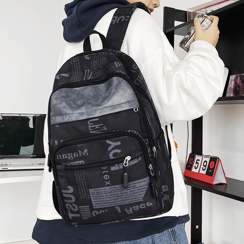 Tide brand travel backpack male student popular ins backpack commuter leisure large-capacity computer bag tide cool schoolbag