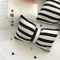 Creative Artisanal Pillow Ins butterfly knot Pillow Lotus Leaf Side Plaid embroidered girl room Decorative Floating Window Sofa Cute