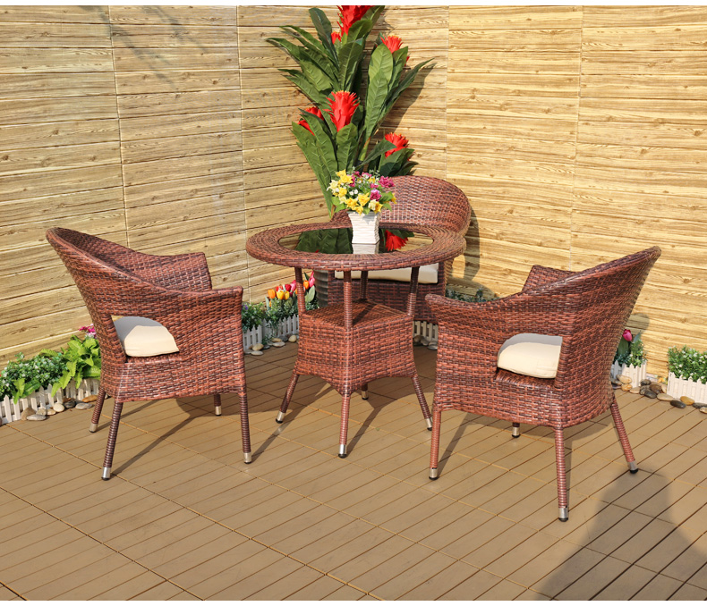 Bàn ghế ngoài trời mây bàn ghế ngoài trời sân thượng ban công năm mảnh wicker giải trí ghế cà phê bàn ​​ghế ba mảnh - Bàn ghế ngoài trời / sân bàn cafe ngoài trời