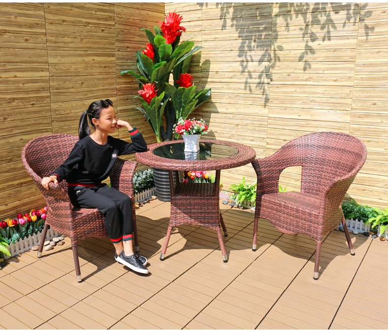 Bàn ghế ngoài trời mây bàn ghế ngoài trời sân thượng ban công năm mảnh wicker giải trí ghế cà phê bàn ​​ghế ba mảnh - Bàn ghế ngoài trời / sân bàn cafe ngoài trời