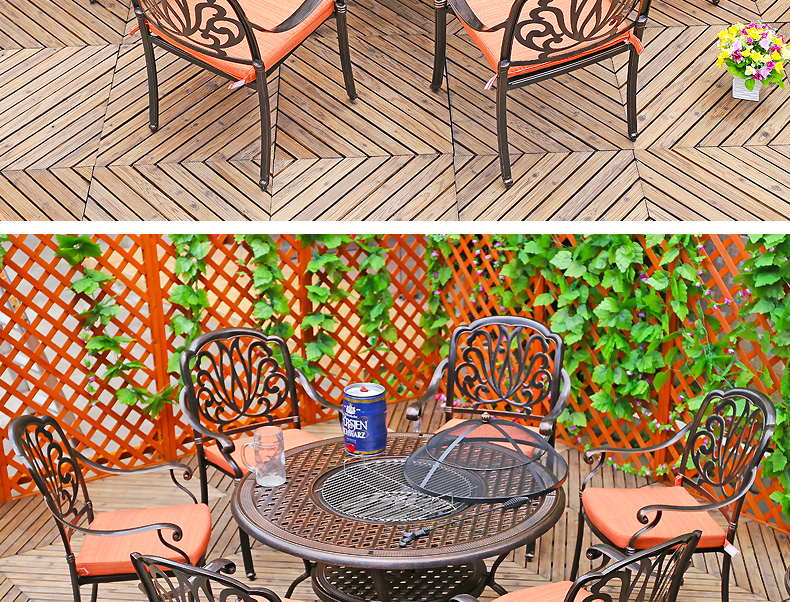 Ban công ngoài trời Đúc nhôm đúc Bàn ghế kết hợp Biệt thự Garden Garden Bàn BBQ BBQ Giải trí Nội thất nhôm - Bàn ghế ngoài trời / sân bàn ghế ngoài trời nhập khẩu