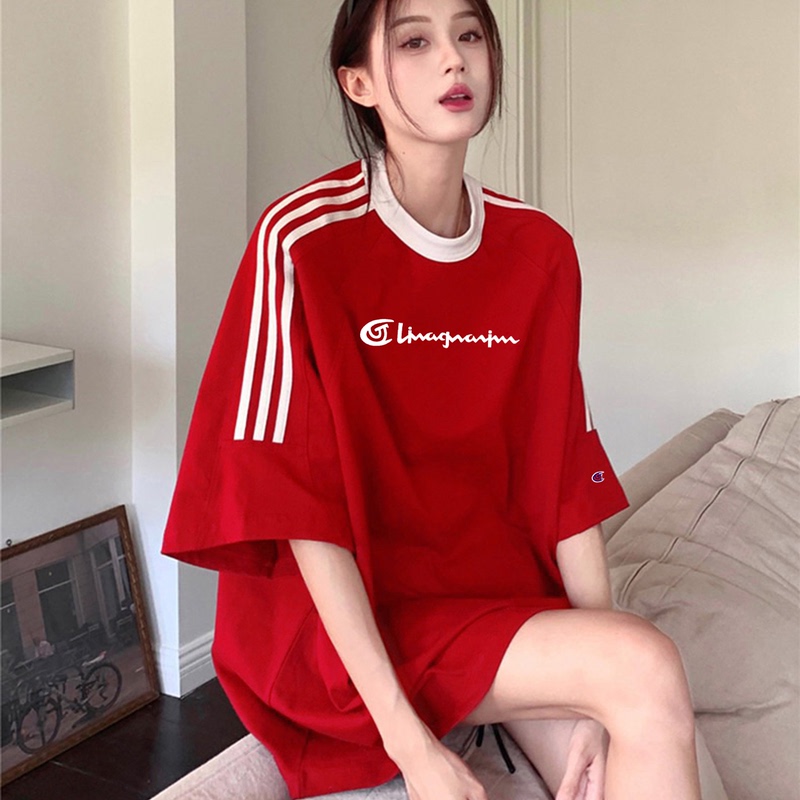 European Champion Red T-Shirt for Women, Summer 2026 New Style, Loose and Lazy Style, Covers the Belly, Slimming, Pure Cotton Short-Sleeved Top, Trendy European Champion Red T-Shirt for Women, Summer 2026 New Style, Loose and Lazy Style, Covers the Belly, Slimming, Pure Cotton Short-Sleeved Top, Trendy