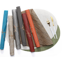 Nordic solid color bamboo PVC placemats Teslin Oval Western placers non-slip anti-scalding table mats thermal insulation mats customized