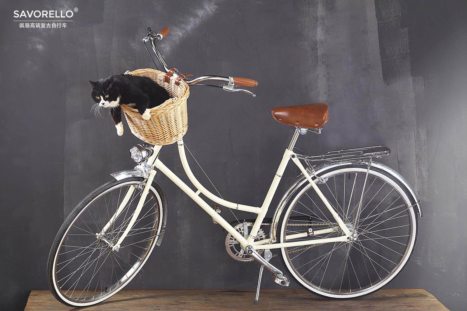 savorello saluo holland retro bicycle women's bicycle dead flying snake skin mud board tent basket rear shelf