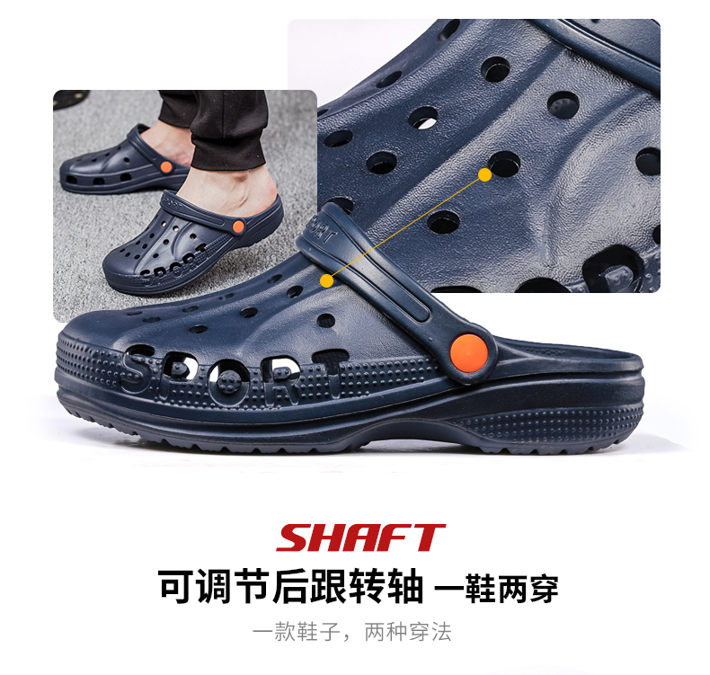 Mở đa lỗ giày người đàn ông của mùa hè thoáng khí không trượt dép và dép baotou giày bãi biển đáy phẳng trọng lượng nhẹ non-slip vườn giày dép quai ngang adidas