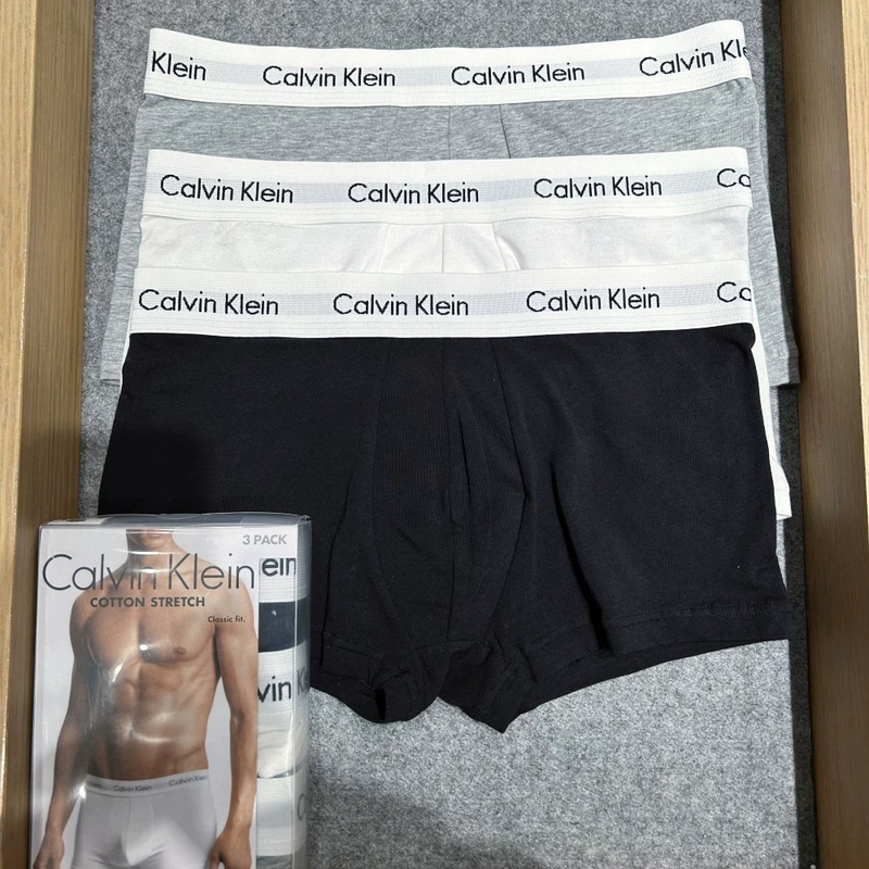 【Domestic Retail】【Cotton】Ck Men's Three-Pack Anti-Pinch Breathable Low-Rise Boxer Briefs U2664