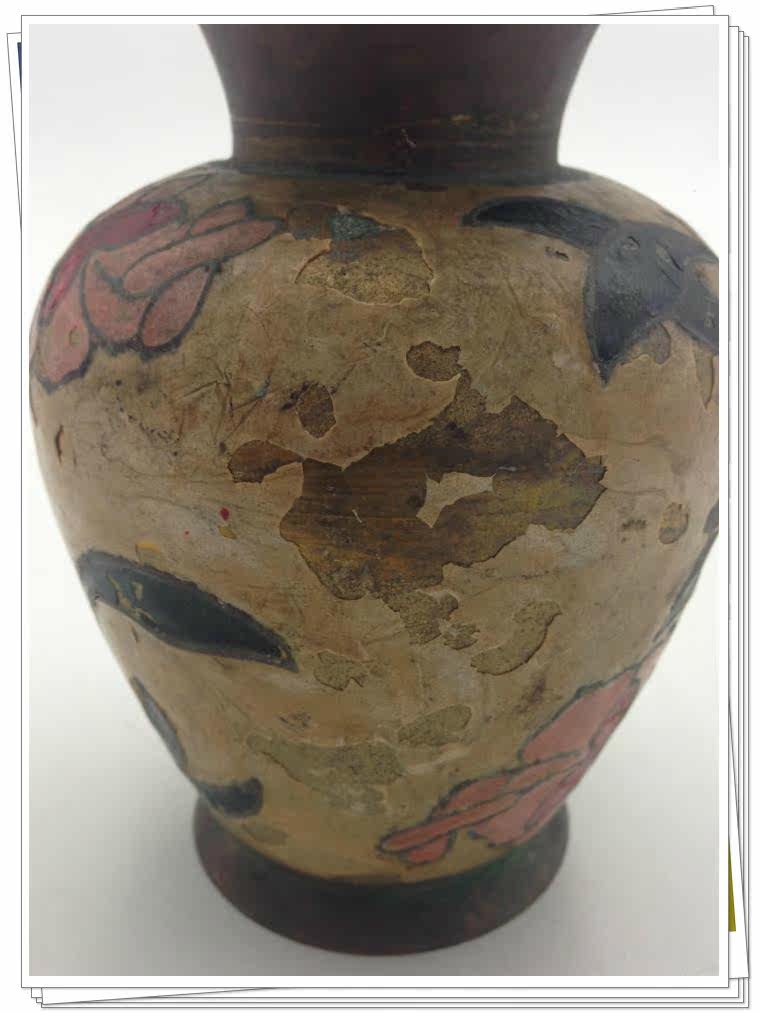 Камеры 西洋收藏312977彩漆花瓶二手铜工艺摆件软装回流金属器艺术品礼品