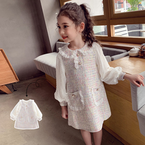 Girls small fragrant wind even dress for dress spring clothes 2022 new children CUHK Girl Han version Skirt Girl Foreign Princess Dress