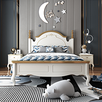 Solid wood children bed Boy 1 35m youth bedroom furniture combination set 1 8 m children bed simple