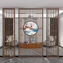  New Chinese style solid wood screen partition living room entrance barrier brake Simple modern household household craft decoration office