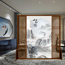  New Chinese style screen partition living room simple modern office Zen Feng Shui entrance Solid wood custom hollow seat screen