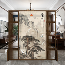  New Chinese style screen partition Living room decoration Solid wood office mobile hotel modern barrier entrance landscape seat screen
