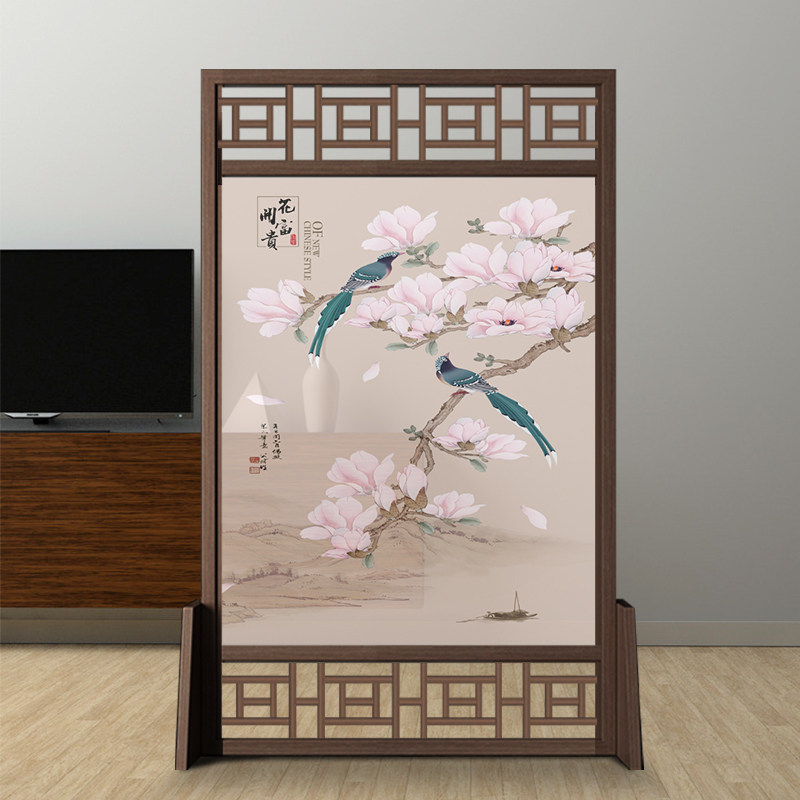 Chinese-style screen porch partition living room solid wood small apartment home cover decoration office mobile decoration seat screen