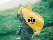 Childrens photography props Creative fish head set Personalized location photo hat Photo studio Japanese travel props