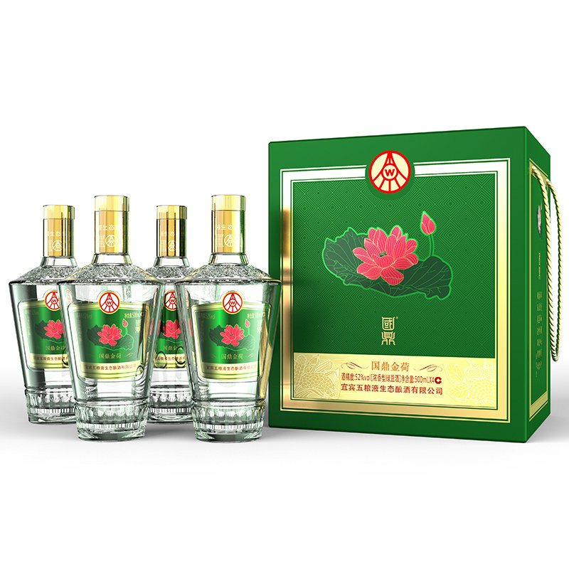 五粮液 国鼎金荷 52度浓香型白酒 500ml*4瓶礼盒装 天猫优惠券折后¥199包邮(¥999-800)