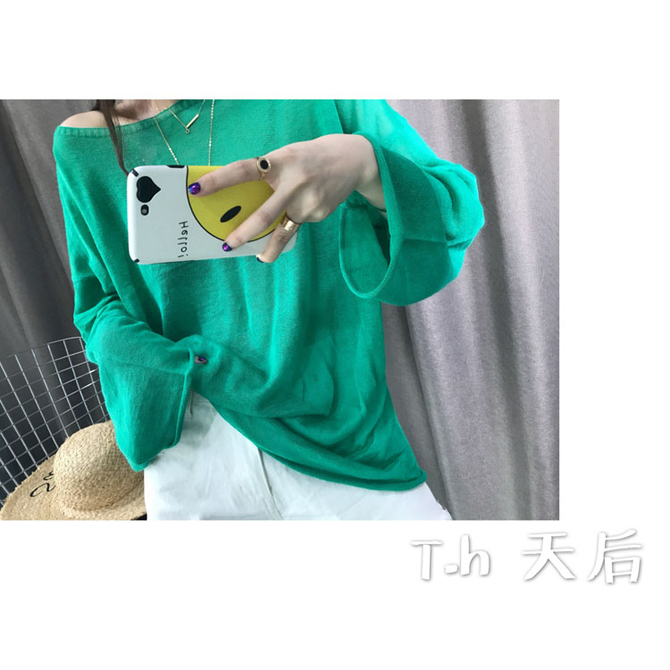 Mùa hè mới chính hãng mỏng phần cổ áo sơ mi cổ áo lỏng lẻo áo len Hàn Quốc nữ áo cardigan nữ